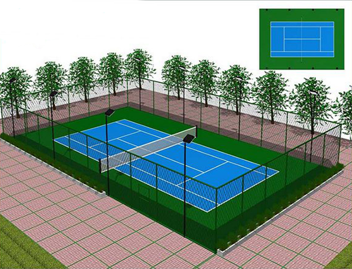 Tennis courts fencing system